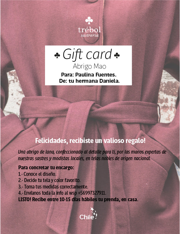 Gift Card Abrigo Mao